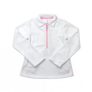 NEW SET ATHLETICS girls heather half zip top in white/pink